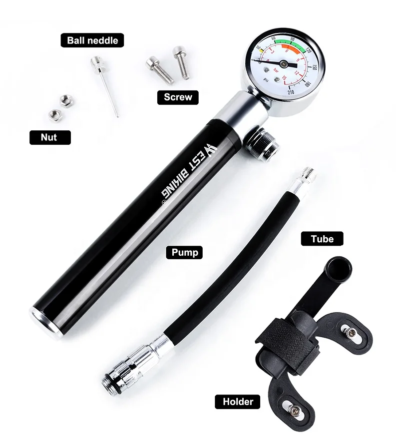 
Hot Sale Mini Bicycle Pump With Pressure Gauge 120 PSI Hand Cycling Pump Presta and Schrader Ball Road MTB Tire Bike Pump 