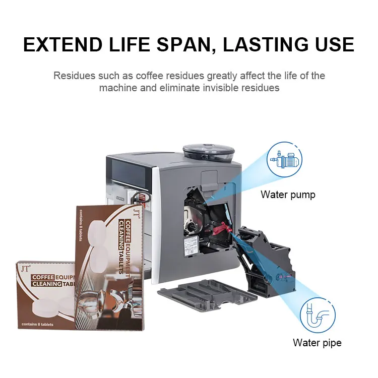 Для полностью автоматических кофемашин, Эспрессо-машин, совместим со всеми брендами, таблетки для очистки, упаковка из 8 шт.