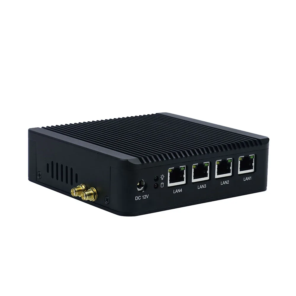 Online sample mini pc router E3865 server 4 lan ports embedded SIM card slot support 3G/4G aes-ni