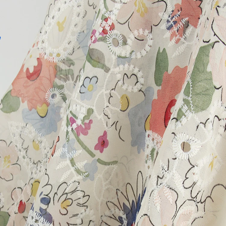 Small MOQ Lace Fabric Embroidery Fabric For Dress Chiffon Lace Fabric (1600341916217)