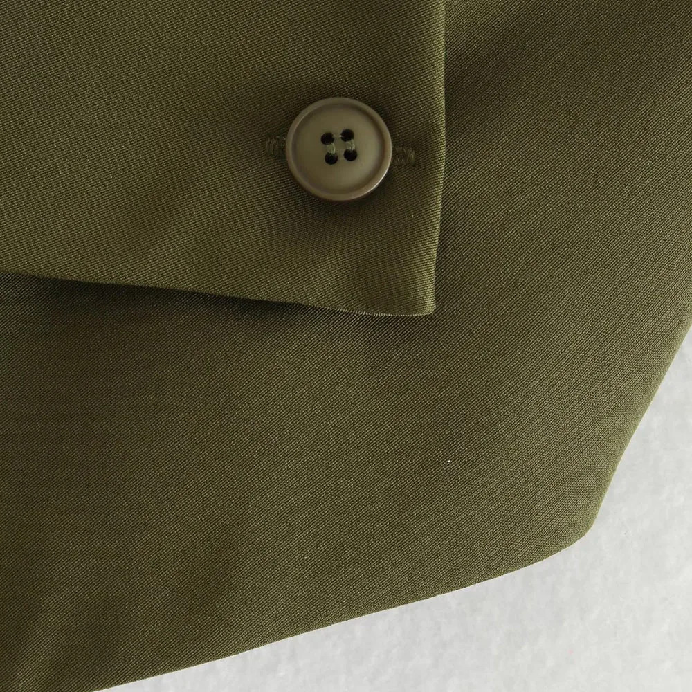 PB&ZA Women 2023 New Fashion Cardigan asymmetric vest top Vintage V Neck Button-up Female Waistcoat Chic Tops