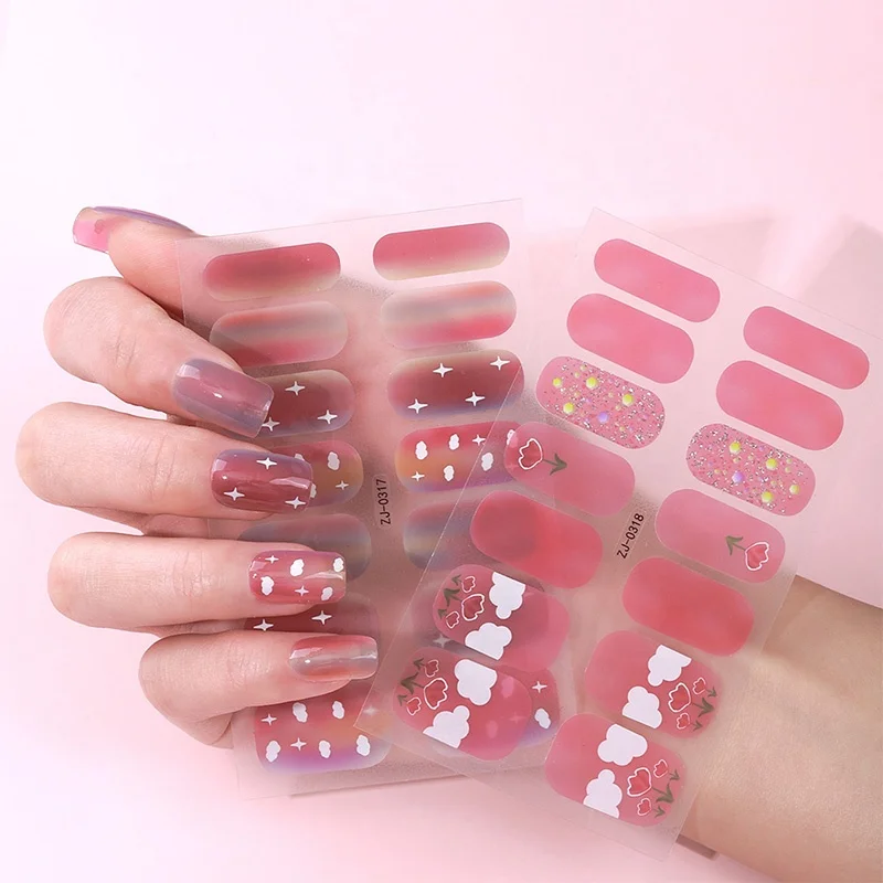 Custom Vegan Wholesale 14 Nail Foil Wraps Cute Luxury Nail Art Sticker Polish Design New Year 2023 Nail Color Strips