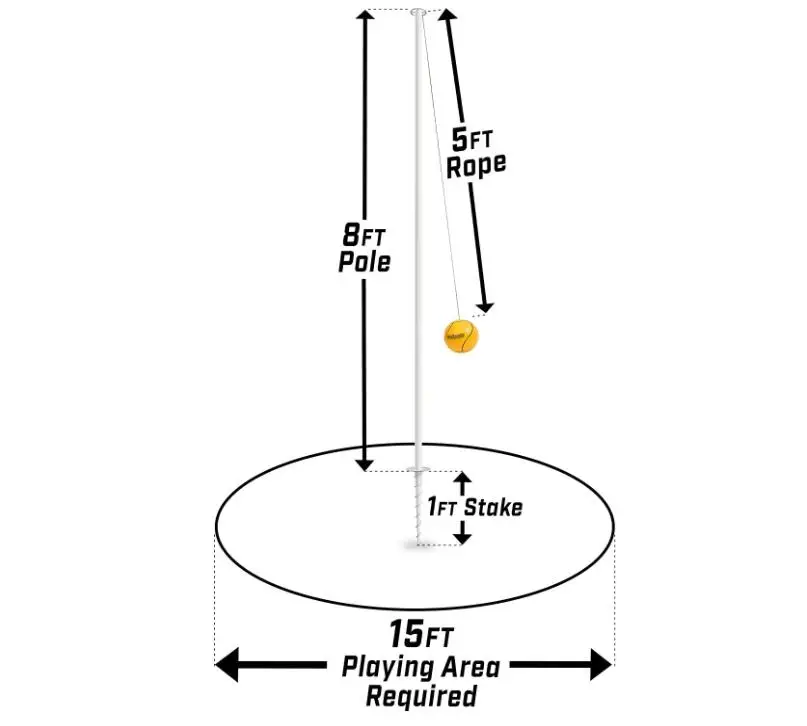 
Tetherball - Tetherball Ball, Rope and Pole Set - Portable Steel Tetherball Set with Easy Assembly - Classic Outdoor Game 