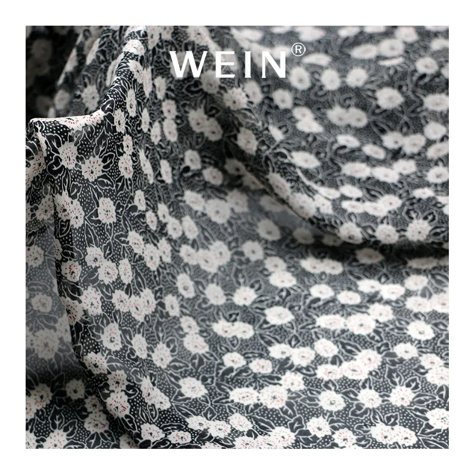 WI-A05 Latest design soft 50D lightweight silk georgette chiffon fabric with small flower printing design fabric for dress