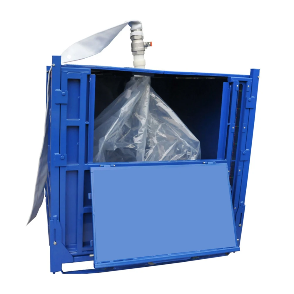 Food Liquid Grade Square Container Stainless Steel Foldable Collapsible IBC Tank With Plastic Bag
