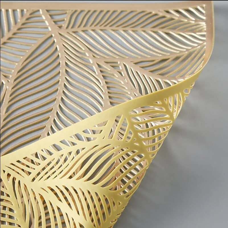 Vinyl Leaf Design Dining Table Place Mat For Heat Resistant Non Slip Custom Place Mats