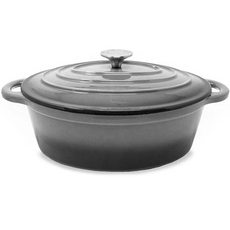 5 Quart Cast Iron Enamel Oval Covered Dutch Oven Casserole With Lid