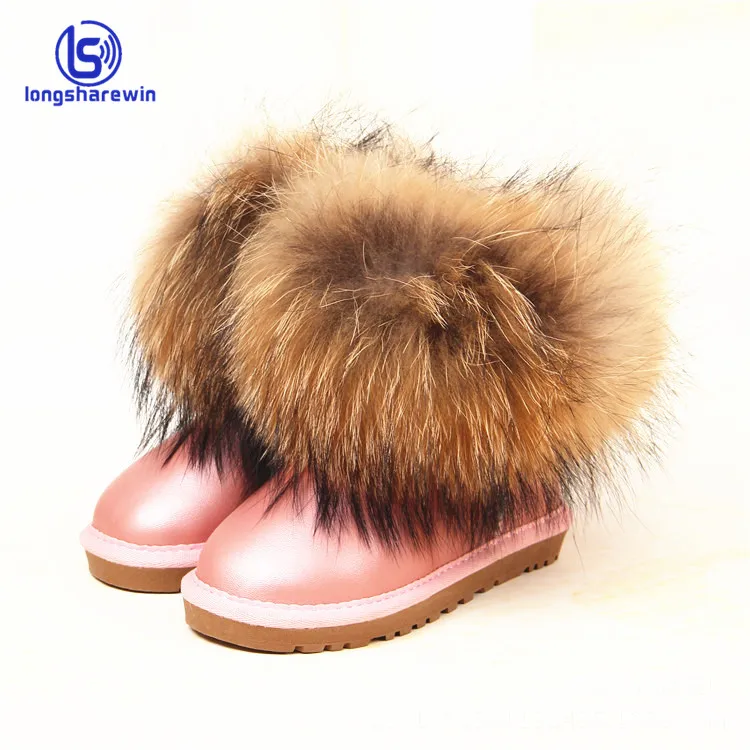 Оптовая продажа, детские зимние ботинки из натуральной овечьей кожи, зимние ботинки для мальчиков и девочек с мехом енота, детские ботинки, зимние ботинки для девочек