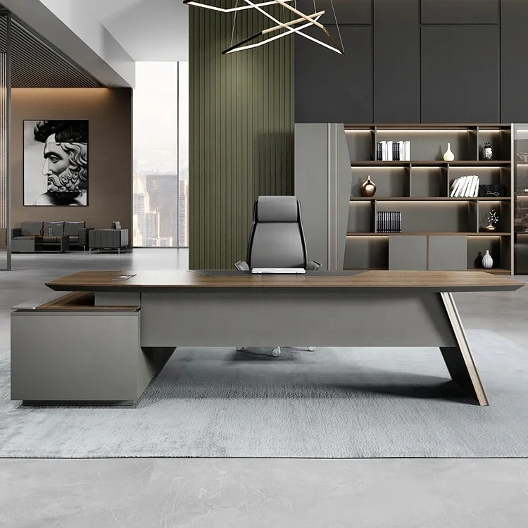 Executive wooden L shape office desks modern CEO office desk boss luxurious table