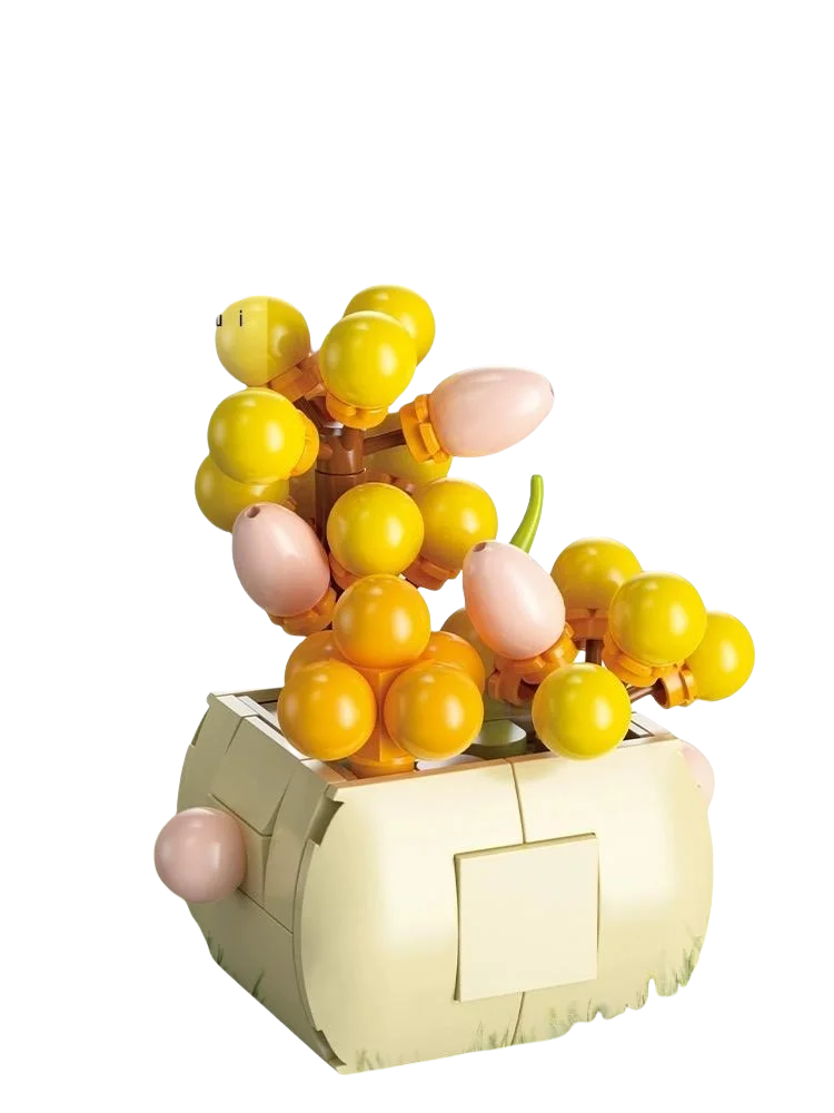 Rose Flower Bouquet Building Blocks Set Artificial Rose Sets with Vase for Home Office Decorating