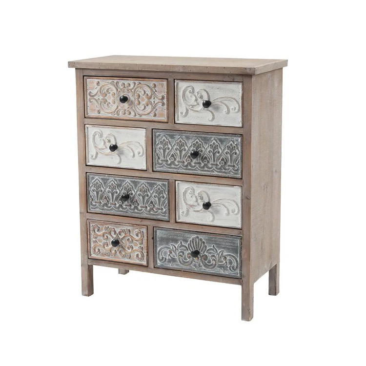 Antique Wooden Dresser Cabinet Storage Chest of 8 Drawers