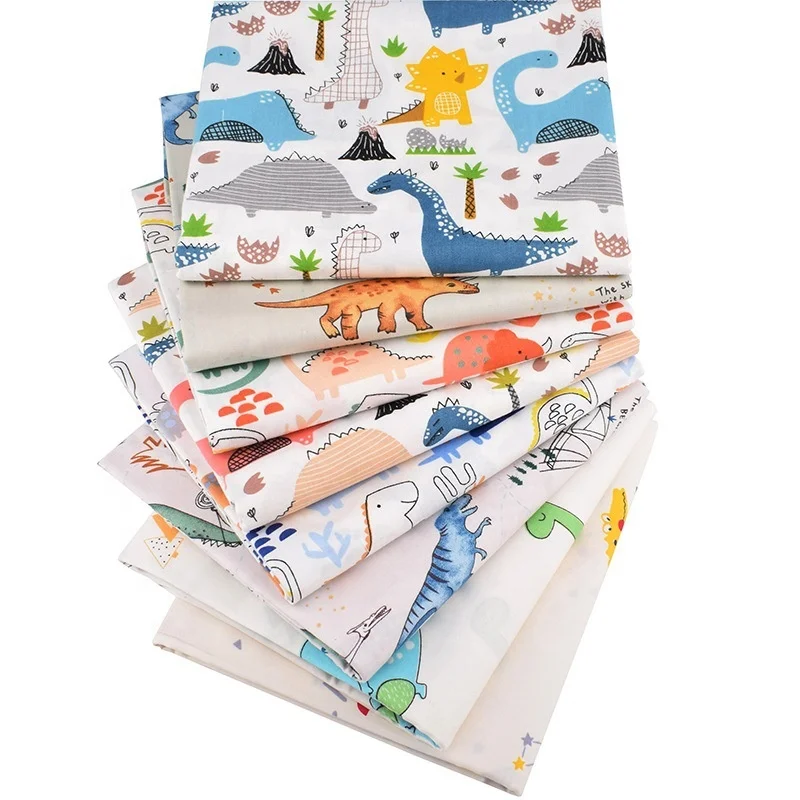Dinosaur Animal Cartoons Curtain Breathable 100% Cotton Fabric Bundle Printed Quilting Twill Fabric Woven 40CM Craft Fabric