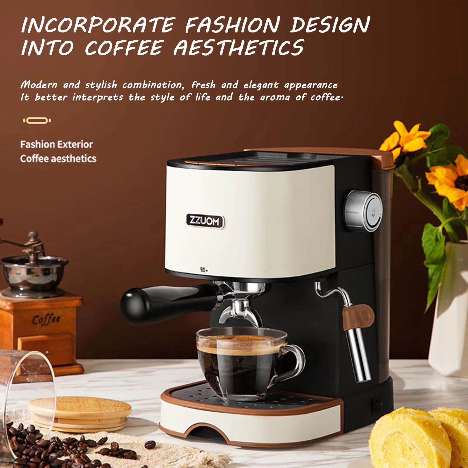 Bar Espresso Coffee Machines Latte & Cappuccino Maker Home Stainless Steel Coffee Maker Machine