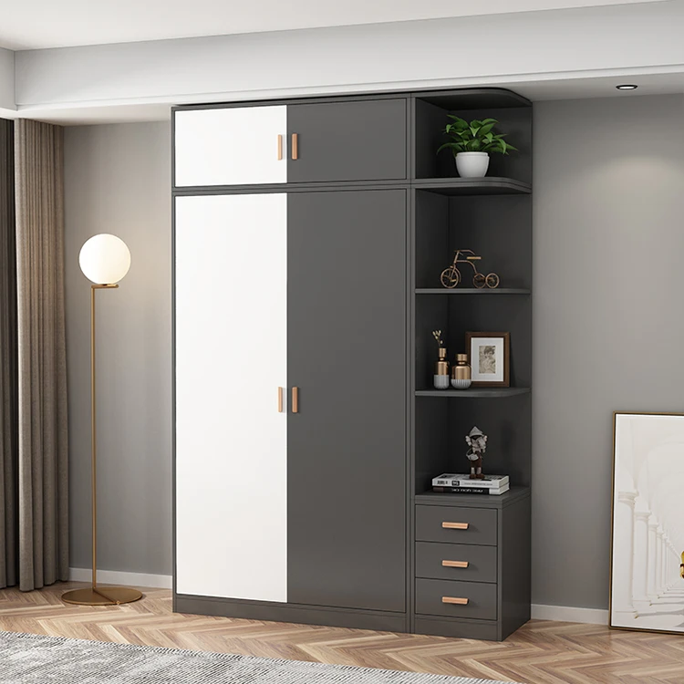 Nordic Organizer Bedroom Furniture White Black Storage Closet Wooden Modern Wardrobe