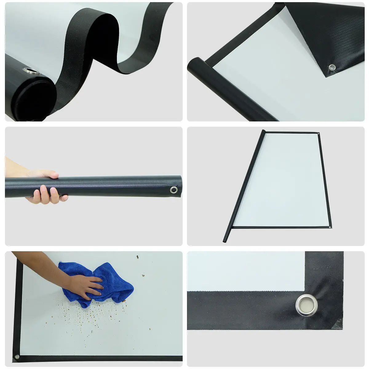 Front Projection 3D Silver Screen / High Gain projector Screen PVC Fabric Cinema with eyelets