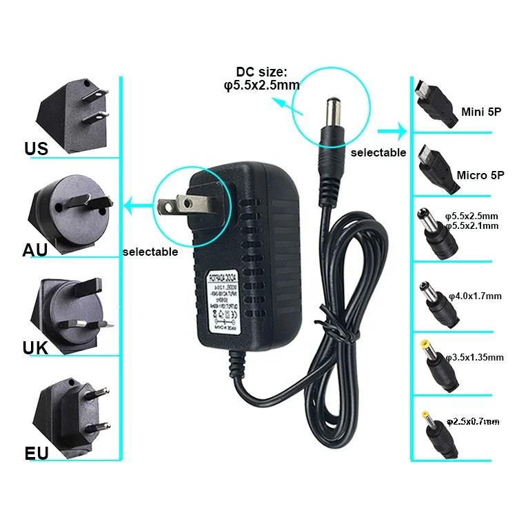 Factory wholesale US EU AU UK 12V 2A Desktop Power Adapter AC Cord Fixed 25W Desktop Power Adaptor