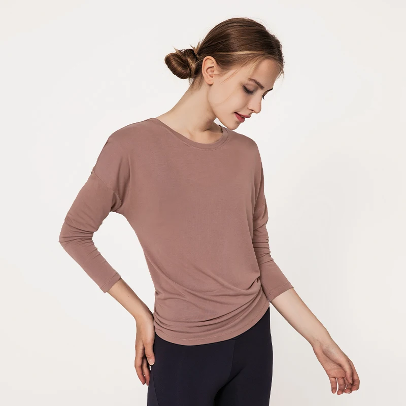 Private Label Long Sleeve Athletic Wear Fitness Loose Recycled Organic Yoga Clothing for Women