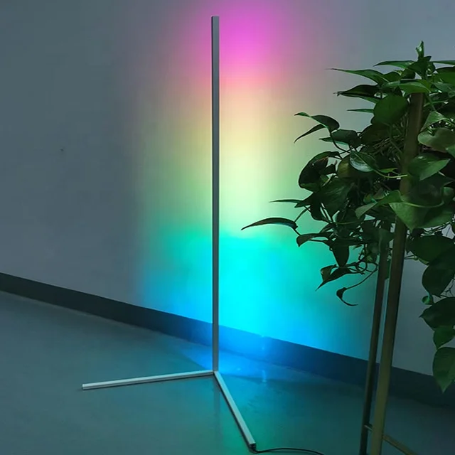 metalled led tube iron glass floor lamp 140cm Standing Decorative RGB LED stand Tripod Corner Floor Lamp with Remote Control