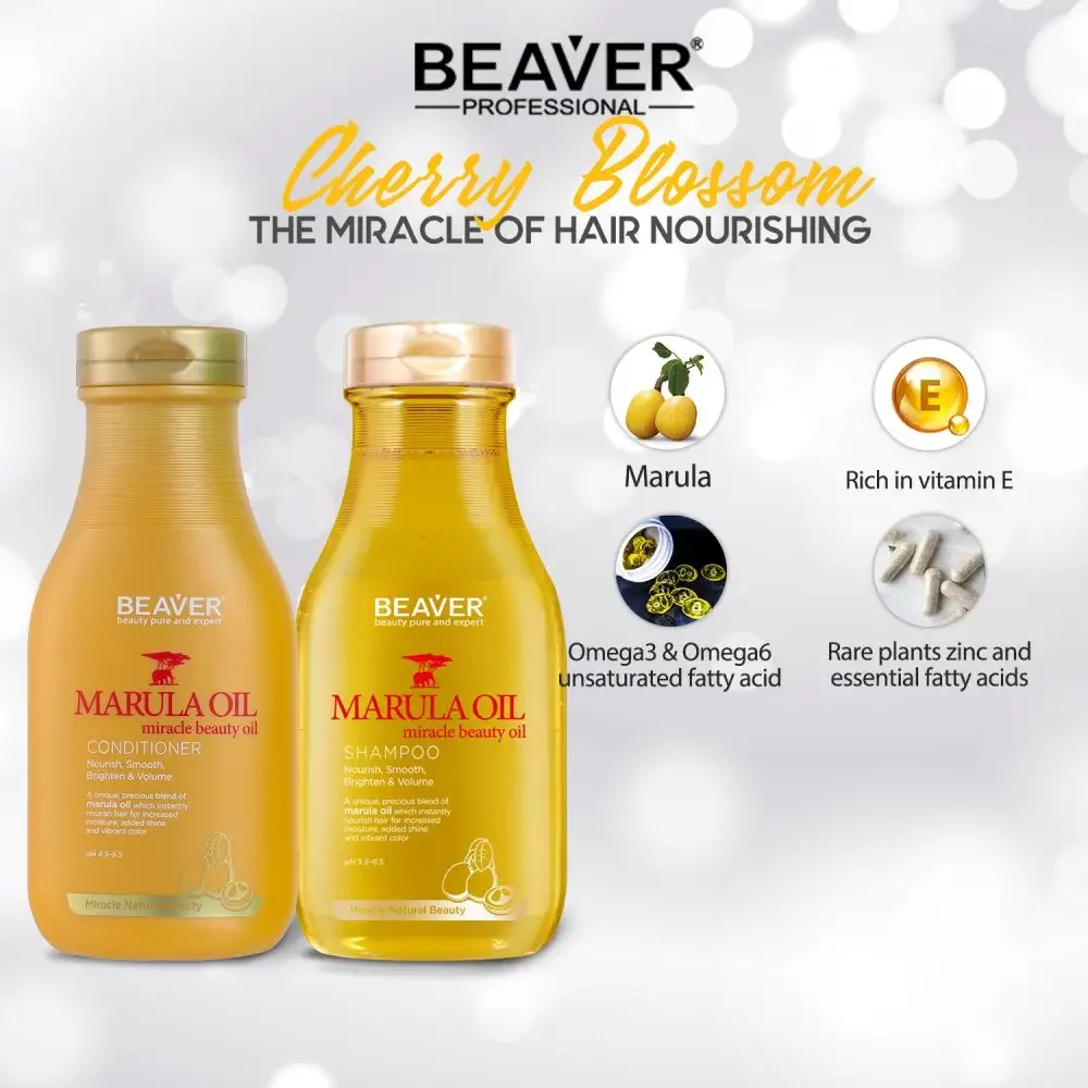 Beaver Hot Selling Anti-Frizz Moisturizing Shiny Nourishing Marula Oil Shampoo and Conditioner for Dry Damaged Hair