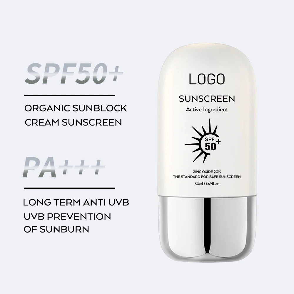 Лидер продаж OEM SPF 50 + активный ингредиент без масла Водонепроницаемая отбеливающая Солнцезащитная защита от солнечных ожогов