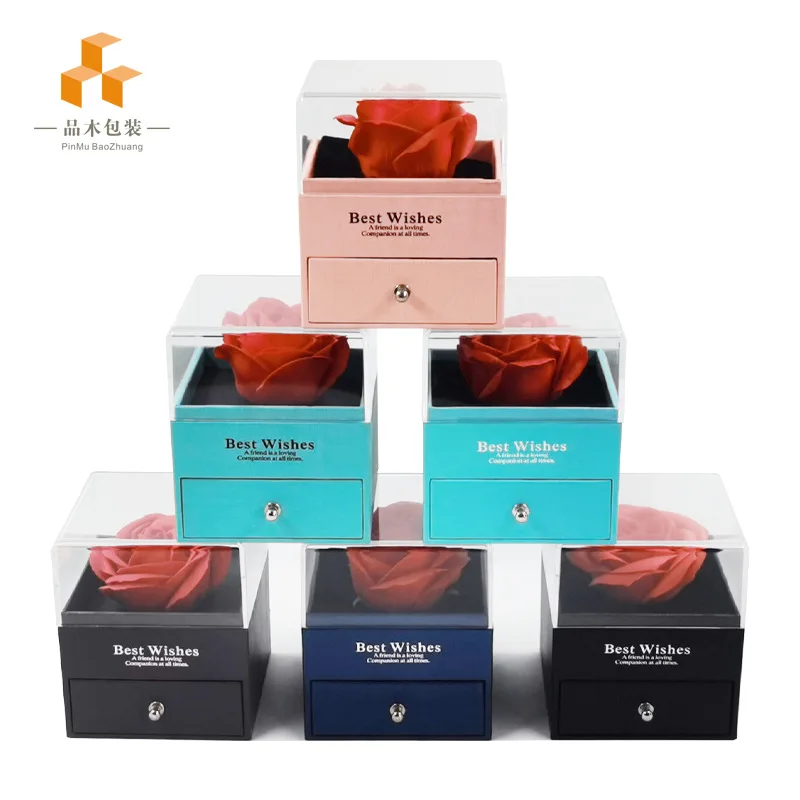 Rose Flower Jewelry Gift Box Ring Earrings Necklace Storage Boxes Wedding Christmas Valentines Artificial Jewellery Case