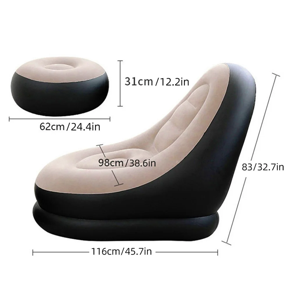 New Thick Inflatable Sofa Lazy Sofa With Footstool Foldable Portable Creative Lounge Chair Optional Color Spot Home Furnishing