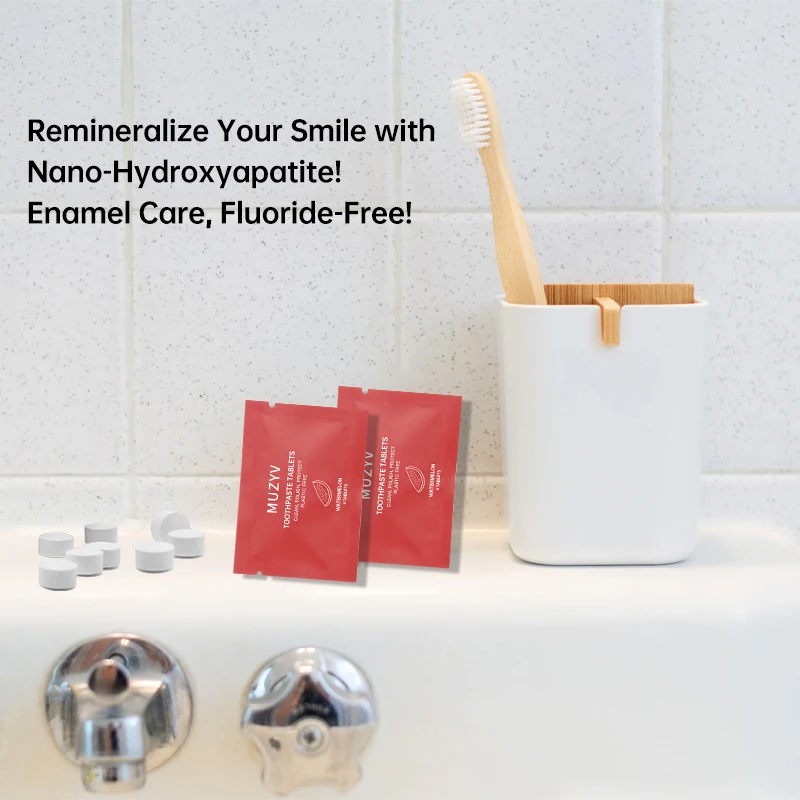 OEM hotel airline tablet toothpaste oral natural hydroxyapatite chewable toothpaste tablets