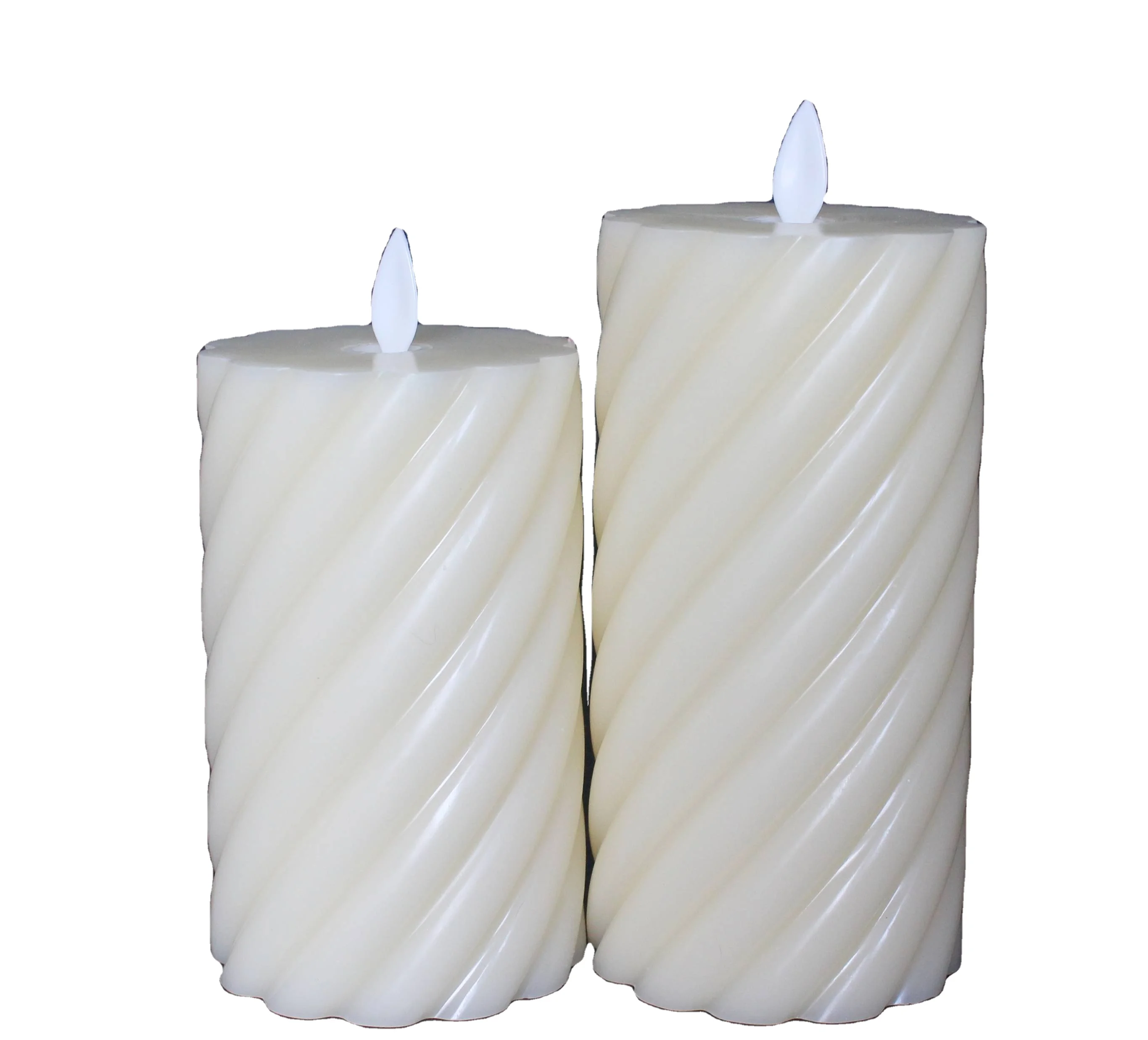 Custom White Beige Color Home Festival Christmas Halloween Decoration Flameless Plastic Electric Lights Pillar LED Candle