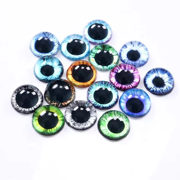 8mm Halloween Glass Dragon Eye Half Round Glass Dome Cabochon Mixed Style Doll Eyes Glass for Dolls Props Fursuits DIY Jewelry