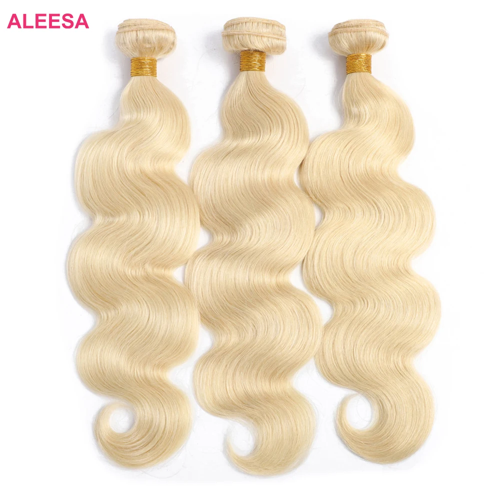 Aleesa Russian Cuticle Aligned Virgin Hair Extensions, Mink Hair Bundles Vendor 9a-10a, 10a Blonde 613 Virgin Hair Bundles