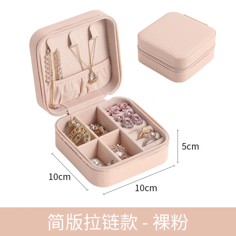 2022 New Design Portable Travel Mini Jewelry Box Leather Jewellery Ring Organizer Case Storage Gift Box Girls Women