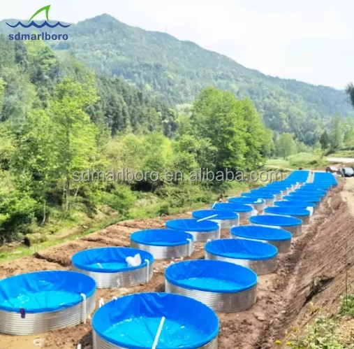 Round Hot Galvanized Steel Flexible Fish Farm Pond With Pvc  Liner Recirculating Aquaculture System Fish and Shrimp Pond