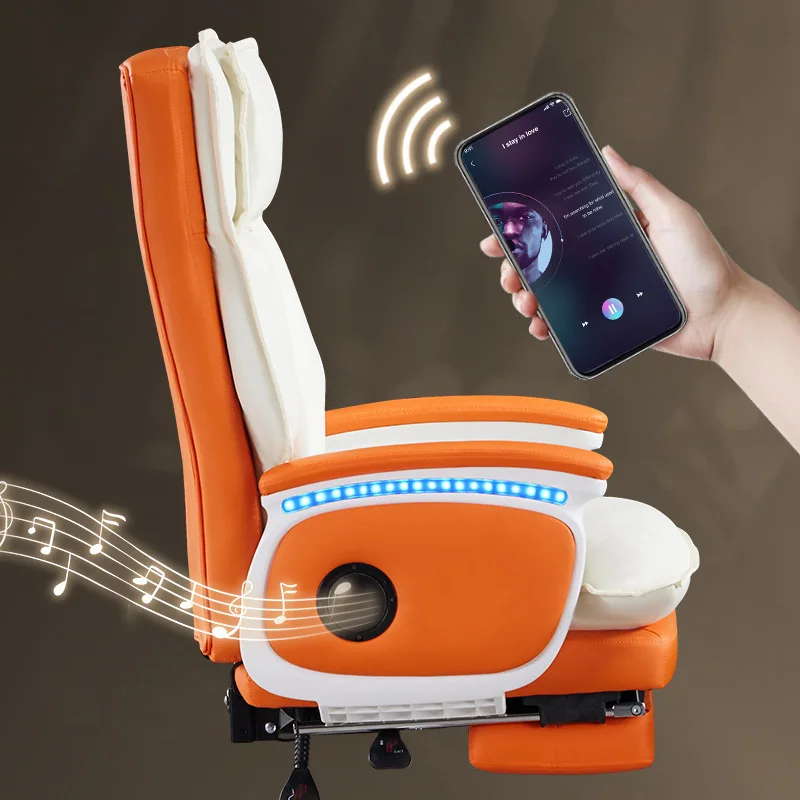 luxury comfortable light speaker neck support computer chair white big boss leather executive ergonomic office chair for sale