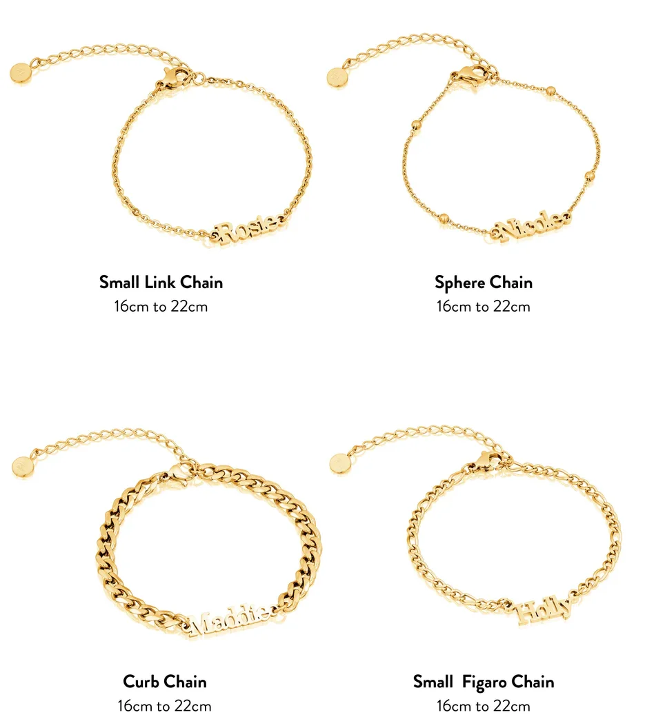 Personalized Customized Jewelry Daily Wear Chains 18K Gold Plating Custom Name Letter Bracelet