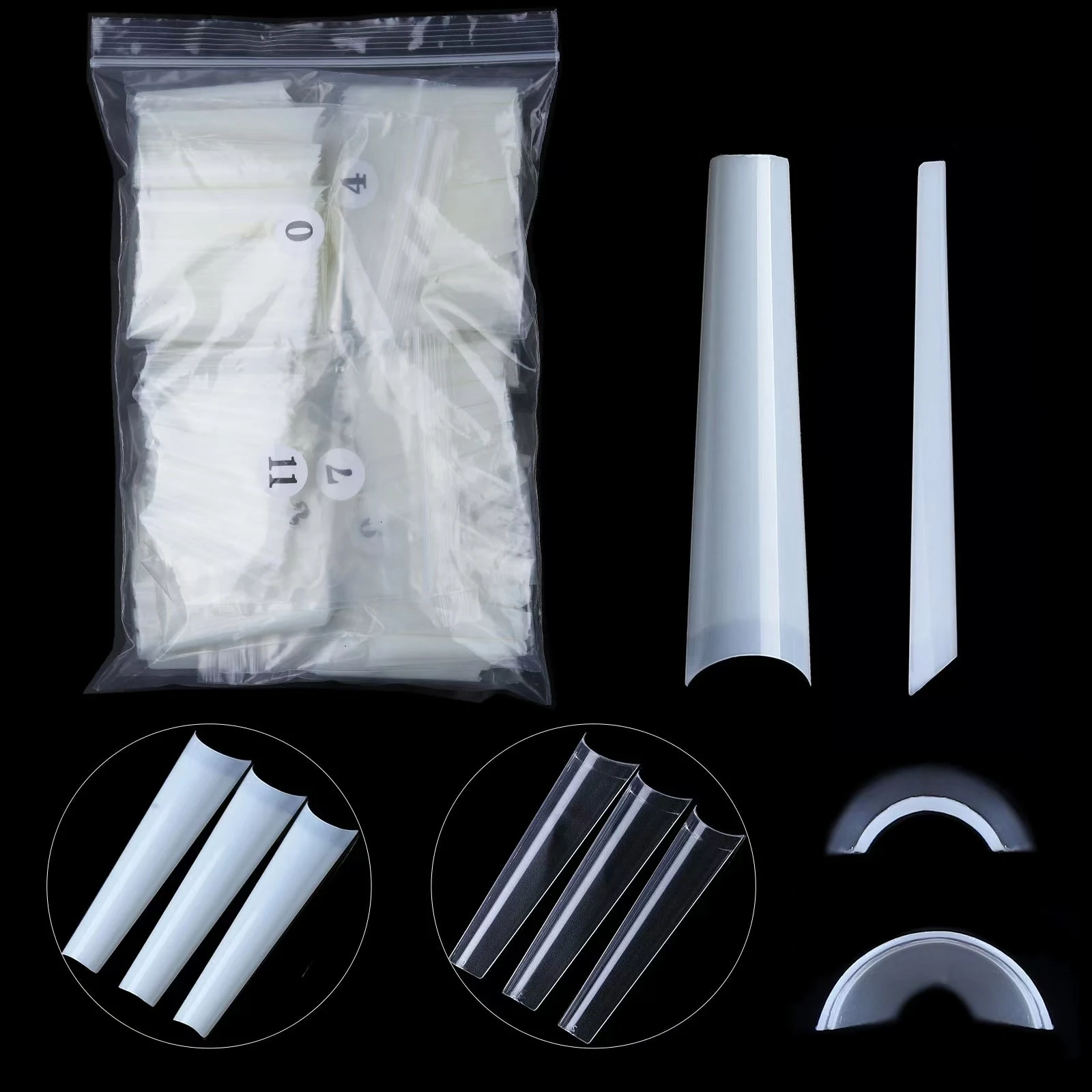 Wholesale 504pcs cream artificial nails Acrylic material nail tips rings customized XXL cowboy artificial nails for girls