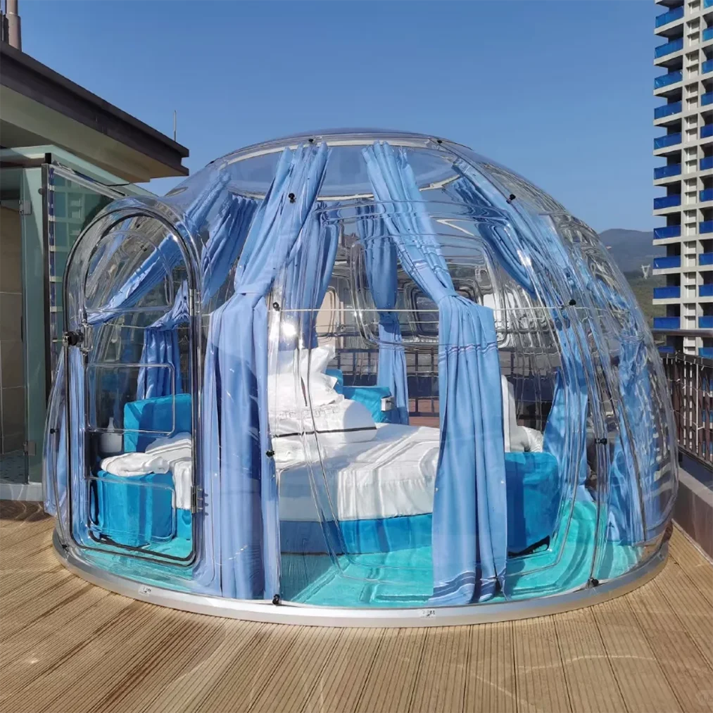 Full House Glamping Winter Polycarbonate Eco Room Design Style Construction Building Transparent Crystal Designs Dome House
