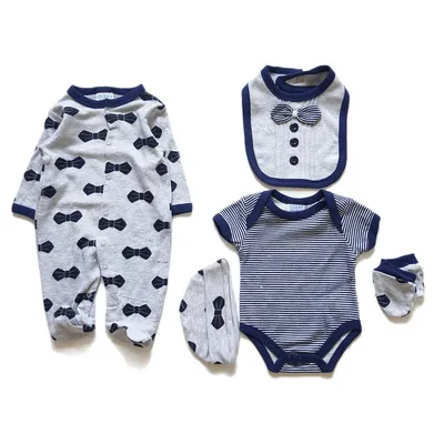Baby Clothes 5 Pieces Set Cotton Hat Bib Long Sleeve Short Sleeve Gift For Newborn Baby Girls Boy Grow Clothes Unisex