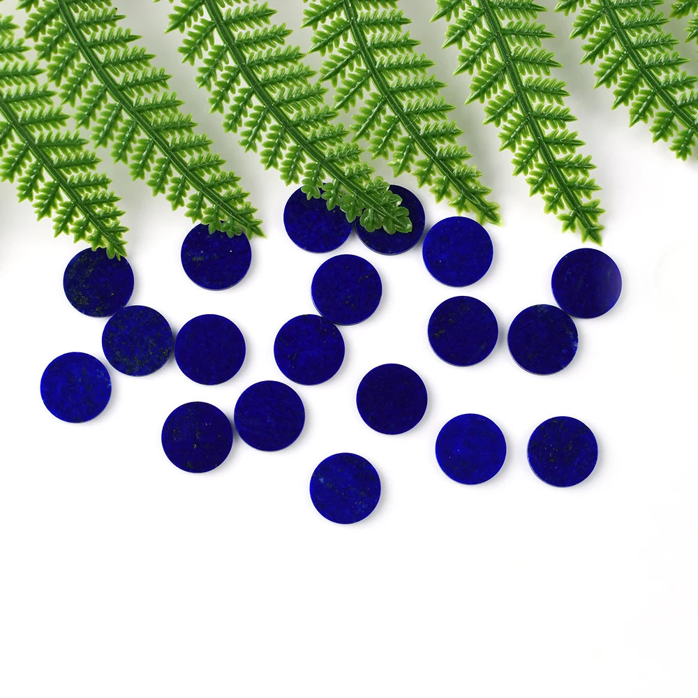 Natural  Lapis Loose stones customized Wholesale Round shape double flat Cut crafts polishing Smooth and flat Lapis Lazuli gems