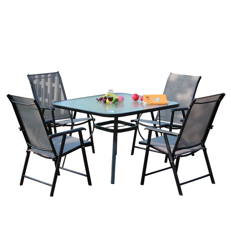 Набор уличной садовой мебели, складной обеденный стол, квадратный стол, 4 места, Складной садовый стол для патио, 5 шт.