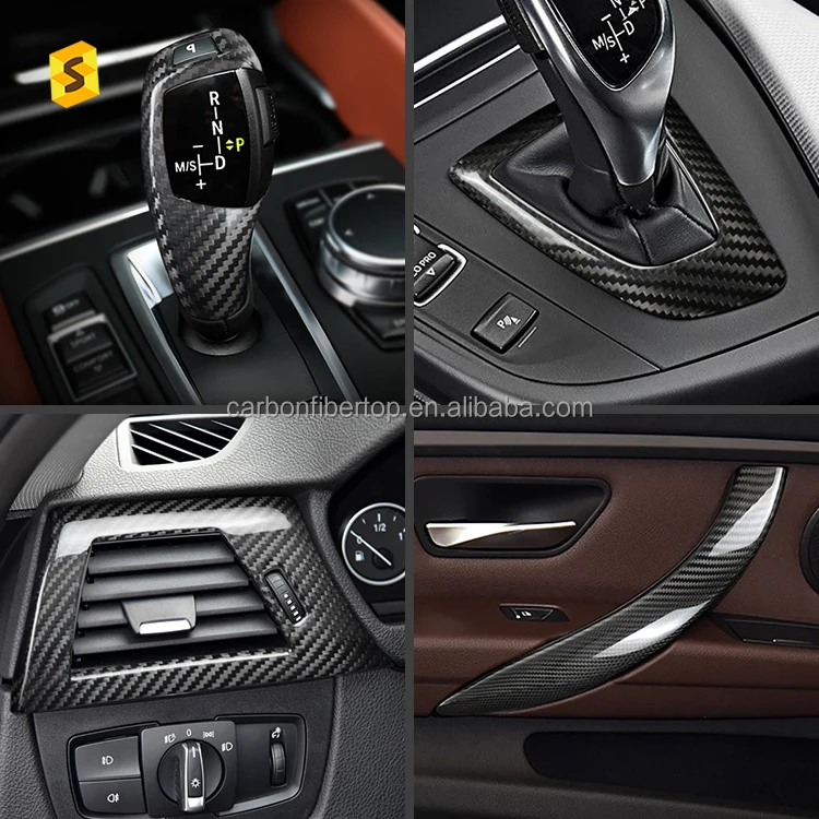 ES Car Interior Accessories Real Carbon Fiber Car Dashboard Trim For BMW  F30 F31 F34 F33 Factory Price Carbon fiber