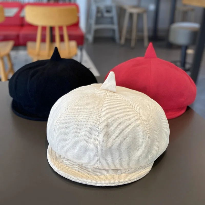 Korean New Arrival Autumn Spring Children Headwear Solid Color Casual Boys Girls Beret Hat