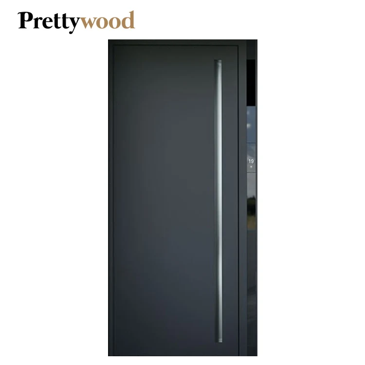 Prettywood флеш дизайн дома внешний вход безопасности двери из массива черный алюминиевая передняя дверь