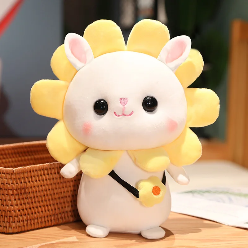 Colorful Animal Fruit Flower Rabbit Cute Big Eyes Small White Rabbit Orange Carrot Green Avocado Animal Plush Toy