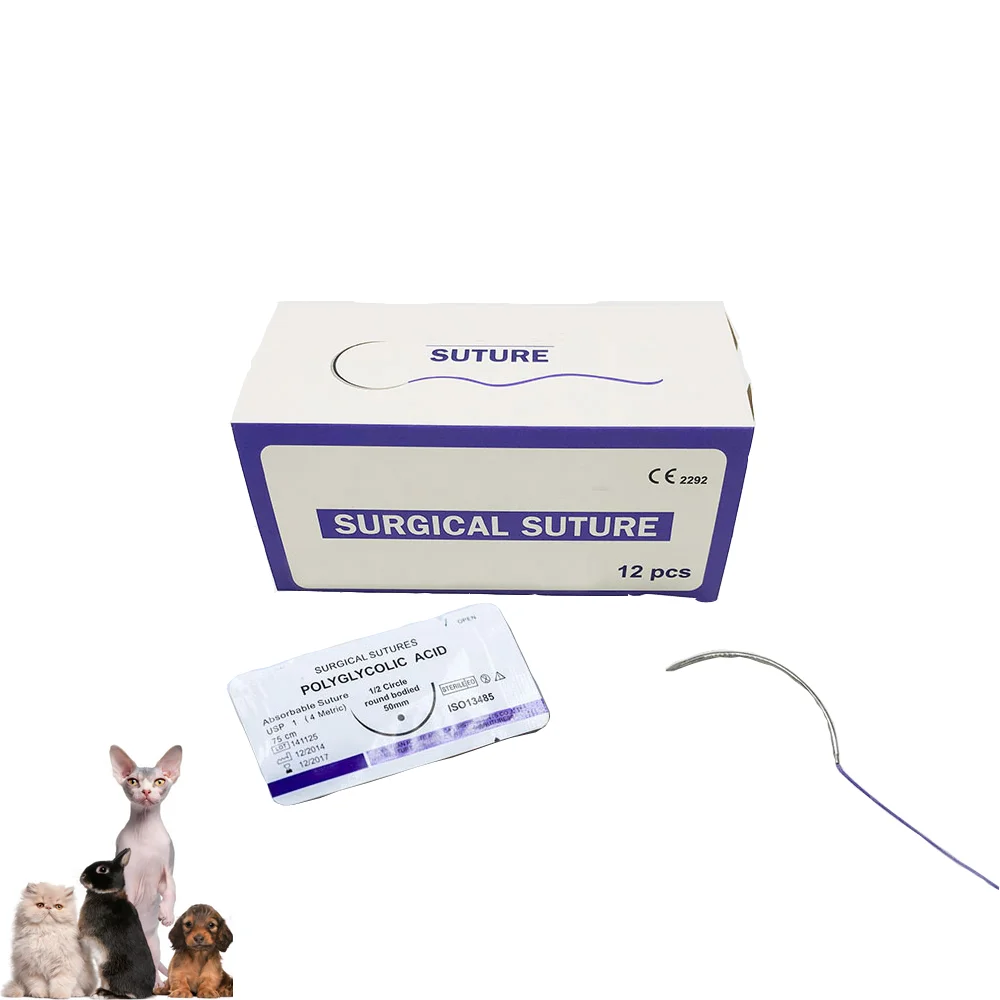 Cheapest wholesale price kinds  dog cat horse big animal vet veterinary medical instrument absorbable PGA surgical suture