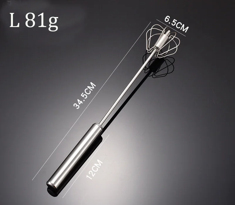 Stainless Steel Semi-automatic Egg Whisk - 3PCS Hand Push Rotary Whisk Blender