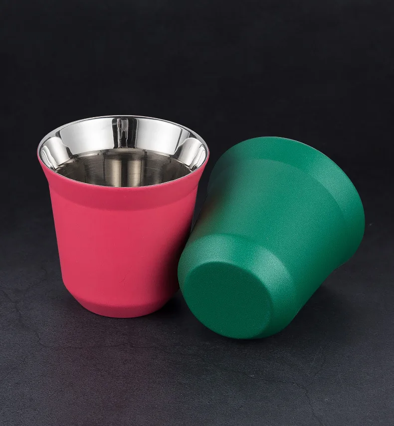 Metal Espresso Cup Wholesale Double Wall Stainless Water Bottle Double Layer Reusable Water Tea Coffee Cup Whiskey Milk Mugs