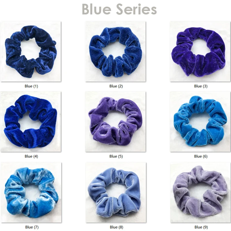 Solid color plain designer velvet Elastic Hair Scrunchies accessories for girls and woman