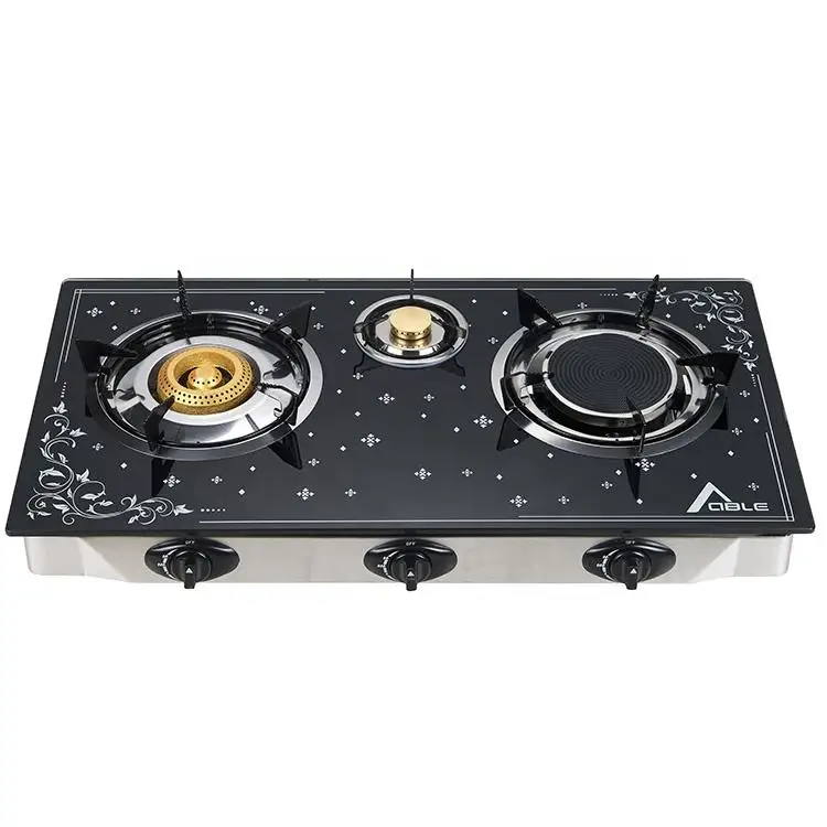 Professional Cooking Appliances Cooktop 3 Burners Gas Hob Multifunctional Infrared Gas Stove