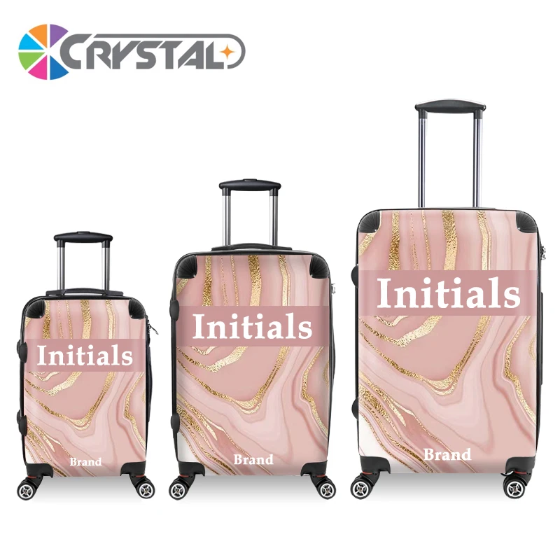 Crystal Hot Selling 100% Transparent Clear PC Trolley Luggage Customized Design Luggage Personalized Print Travel Luggage