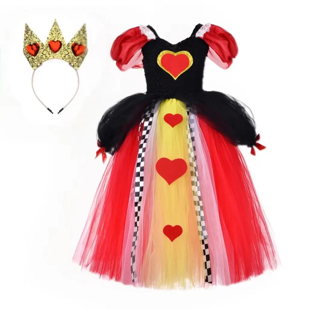 New arrival Red Queen of Hearts tutu dress corset set made Halloween Fairy Cosplay Costume